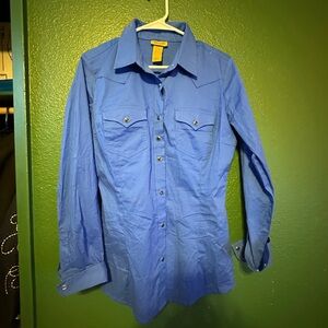 Women’s Blue Button-Up Shirt